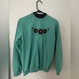 Woman Sweater green Floral Embroidered